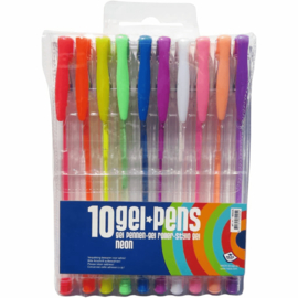 Haza-Gelpennen 10 stuks neon-C.W.-Multicolor