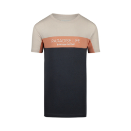 No Way Monday-Jongens T-shirt ss-Staal blauw