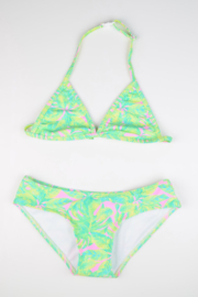 Just Beach-Girls Bikini Goa- leaves pink-Green