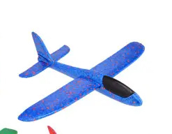 John Toy-Foam vliegtuig 50cm in zak-3 assortie