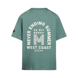 No Way Monday-Jongens  T-shirt ss loose fit verlaagde schouder-Stoffig groen