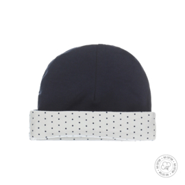 Dirkje-Baby Girls hat reversible Bio Cotton-Navy + Off white