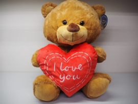 Pluche knuffel beer valentijn met hart I Love You 25 cm-Bruin