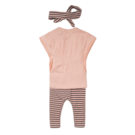 Dirkje-Meisjes babyset 2 pce met haarband-Smokey roze streep