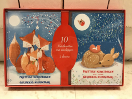10 Kerstkaarten met enveloppen-2 dessins-CBC-Red