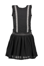 B.Nosy-Girls dress with cotton lace ruffle + skirt-Black