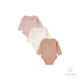 Dirkje-Baby meisjes romper 3-pack ls organic cotton-Meerdere kleuren