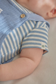 Little Dutch -Romper korte mouw blauw Stone Blue stripe