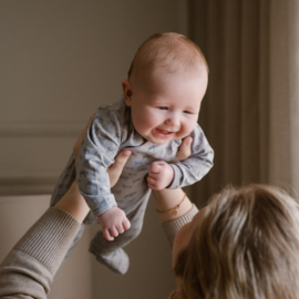 Dirkje-Jongens Babypakje  1pce en slofjes-Light faded bleu