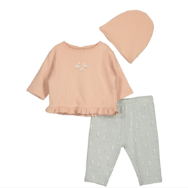 Blue Seven-Meisjes 3 dlg set- shirt-broek-muts-Roze