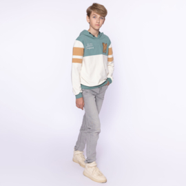 No Way Monday-Jongens  Sweater met capuchon-Stoffig groen