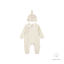 Dirkje-1 pce babypakje met mutsje -organic cotton-Gebroken wit