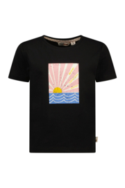 Moodstreet-Meisjes   SISLEY zonsondergang T-shirt-Zwart