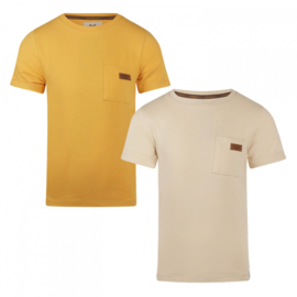 Koko Noko-Jongens T-Shirt ss-lange rug-2 pack-Warm geel