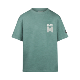 No Way Monday-Jongens  T-shirt ss loose fit verlaagde schouder-Stoffig groen