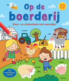 Deltas-Kleur- en stickerboek met woordjes- Op de boerderij (3-5 jr)-Multi Color