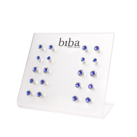 Oorbel per twee - Biba- silver-roze/ licht blauw/ wit/ Blauw