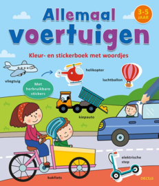 Deltas- Kleur-en stickerboek met woordjes- Allemaal voertuigen (3-5 j.)- Multi Colour