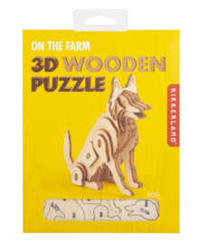 Kikkerland-Houten 3D puzzel Hond-Geel