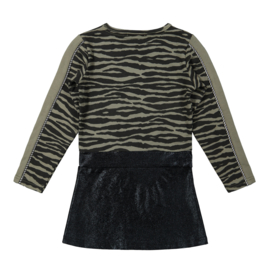 DJ Dutch Jeans-Girls Dress ls-Army green + Black