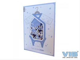 VIB- Wenskaart Schudbaar met glitters Sweet Baby 'Hoera een lieve zoon' Blauw