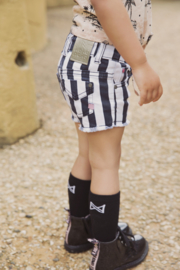 Girls Shorts- Koko Noko-Stripes + black + white