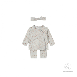 Dirkje-Meisjes 2 pce babypakje ls+haarband-Faded blue