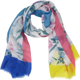 Sjaal Bloemen gekleurde randen 90X180CM-Klijn-Blue