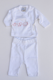 LPC-Baby Girls pre 2-pce babysuit Animals-White-rose