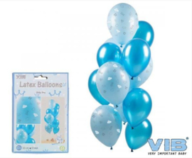 VIB- Latex Ballonnen Baby Jongen Blauw 33cm (12st)