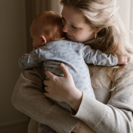 Dirkje-Jongens Babypakje  1pce en slofjes-Light faded bleu