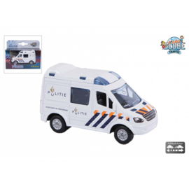 Kids Globe Die Cast pull back politie 8 cm-White
