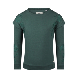 Koko Noko-Meisjes sweater met ronde hals-Donker groen