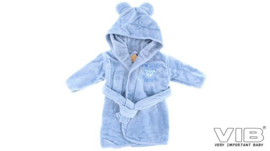 VIB-Badjas met Oortjes I'M BEARY CUTE-Dusty Blue