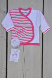 Ducky Beau-Baby Girls pre T shirt l/s-Rose stripe-White