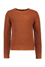 B.Nosy-Girls Kids heavy knitted pullover with lurex and contrast backsid-Cognac