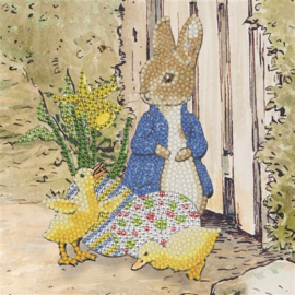 Craft Buddy- Card Kit-Diamond Painting Peter Rabbit and the Chicks 18x18cm
