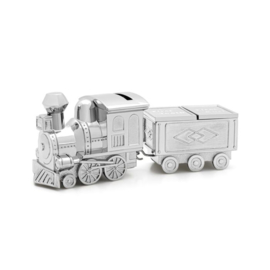 Zilverstad-- Spaarpot-tandendoosje Locomotief- zilver kleur