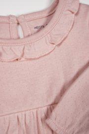 Petite Maison- Meisjes jurk met ruches detail bij de hals-Pastel Roze
