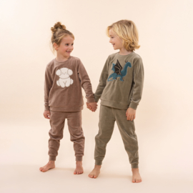 Charlie Choe- Jongens velours set-Faded green