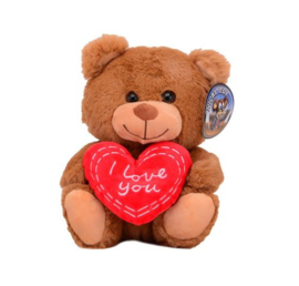 Pluche knuffel beer valentijn met hart I Love You 25 cm-Bruin