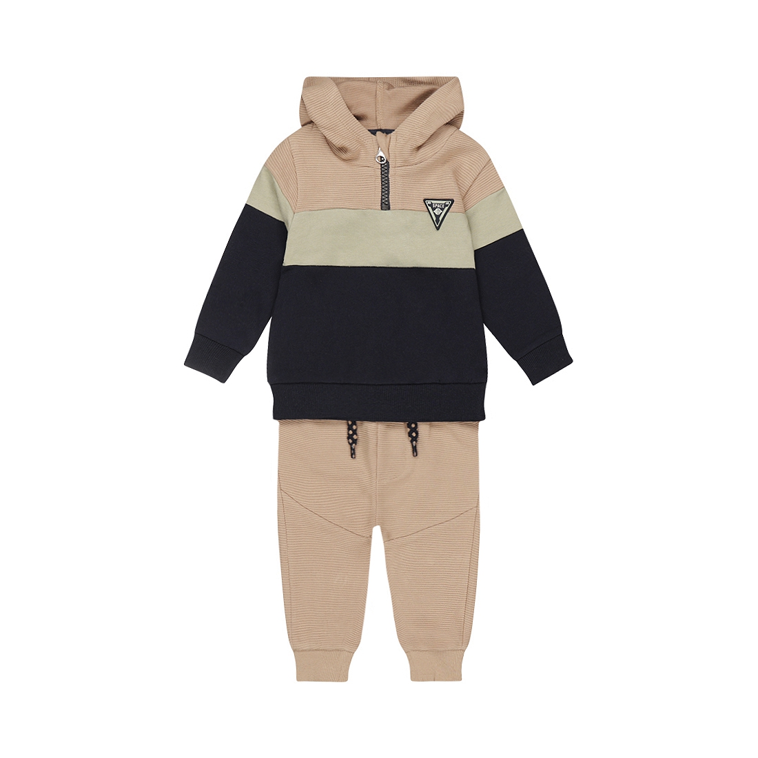Dirkje-Jongens 2 pce babysuit-Beige grey