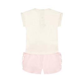 Dirkje-Meisjes 2 pc set, T-shirt, Jogging shorts-Soft Pink