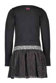 B.Nosy-Girls dress with flock aop top and sequince skirt -Black zebra