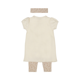 Dirkje-Meisjes 2 pce babypakje ss+haarband-Beige