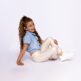 No Way Monday-Meisjes Jeansblouse ss-Blauw