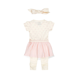 Dirkje-Meisjes 3 pc set, Dress ss, Leggings, Headband-Soft pink