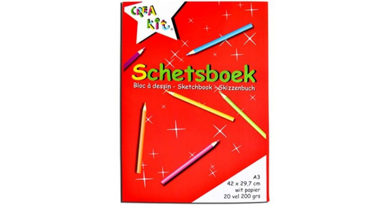 C.W.- Crea Kit-Schetsboek-wit papier A3 200 gr-Red C.W. |