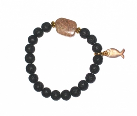 Sun Salutation black lava | Ibiza Armband