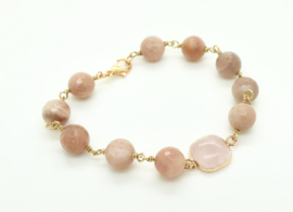 Sunstone  & Rose Quartz | Gipsy Ibiza armband